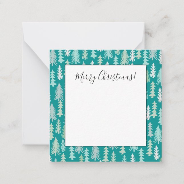 Handmålade julgranar Aqua Vit Blå Teal Anteckningskort (Framsida)
