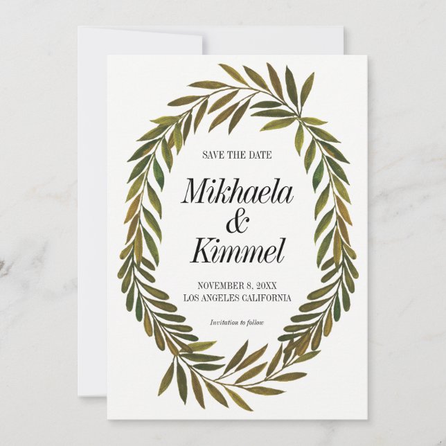 Handmålade Löv Spara datuminbjudan Inbjudningar (Framsida)