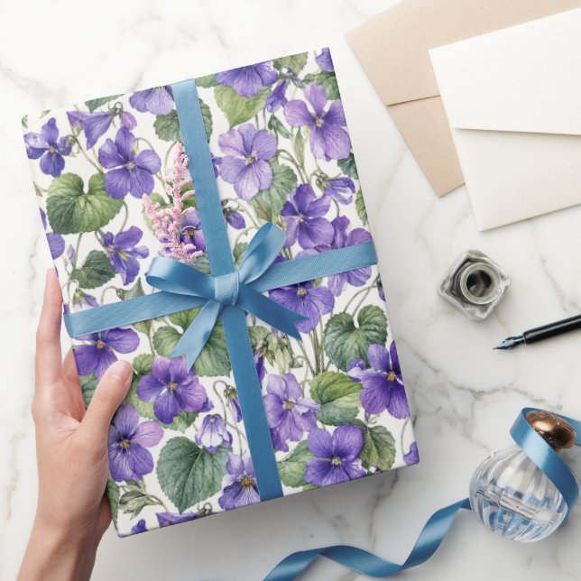 Handmålade ömtåliga violetta botaniska motiv presentpapper (Gifting)