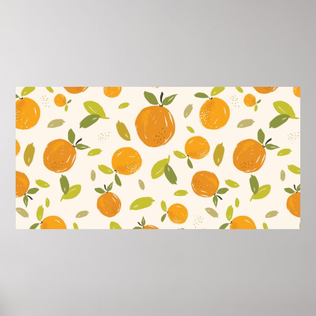 Handmålade orangar ger sömlös utformning av mönste poster (Framsidan)