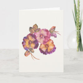 Handmålade penséer - Lycka till-kort Kort