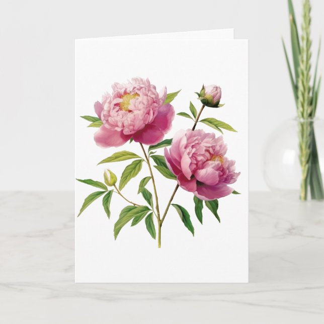 Handmålade Rosa för övertoning Peonies (blank) Kort (Framsida)