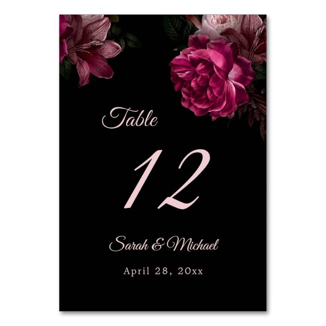 Handmålade rosor mörka stämningsfulla blommande br bordsnummer (Framsidan)