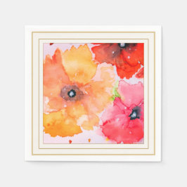 Handmålade sommarblommor dukservietter — Persika Pappersservett