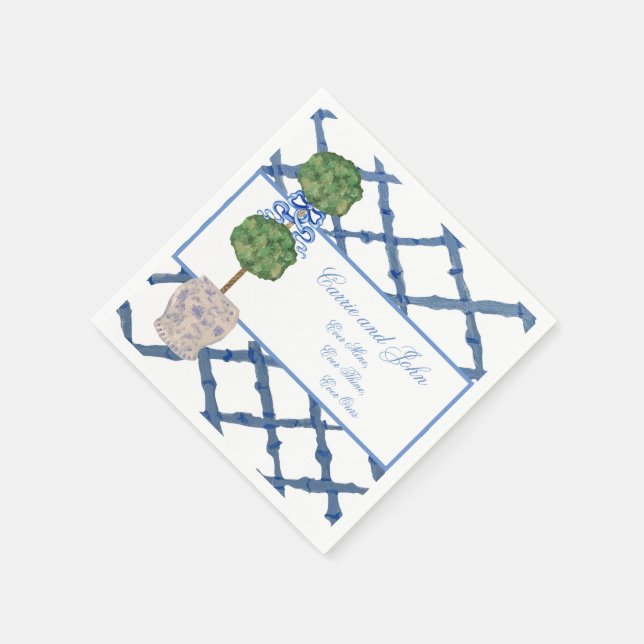 Handmålade Topiary Chinoiserie Ginger Krukor   Pappersservett (Hörn)