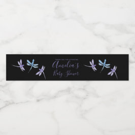 Handmålade Trollsländor Baby Shower    Vattenflaska Etikett