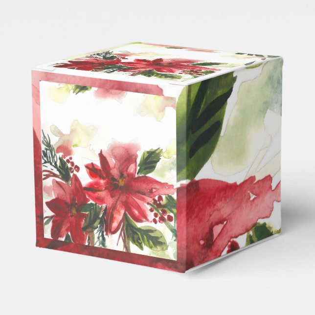 Handmålade vattenfärg poinsettia presentaskar (Framsidan Sidan)