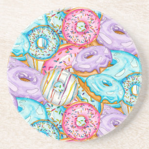 Handmålade vattenfärgade Donuts som är sammanfogad Underlägg