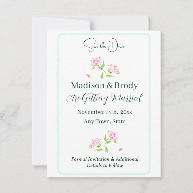 Handmålade vattenfärgrosor SPARA DATUM Datumet (Framsida)