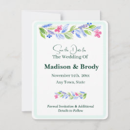 Handmålade vattenfärgsblommor SPARA DATE-fotot