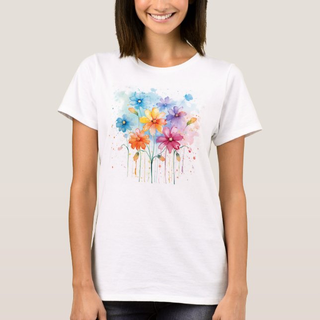Handmålade vildblommor t shirt (Framsida)