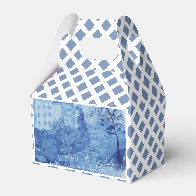 Handmålat Blue Willow Ginger Burk Bröllop Favo Presentaskar (Framsidan Sidan)