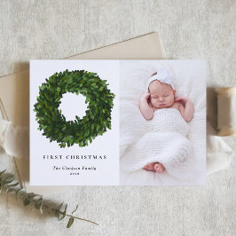Handmålat Boxwood Wandan God jul Photo Helgkort