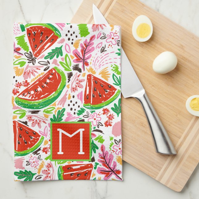 Handmålat Fruit Mönster Monogram Kökshandduk (Vikt i Fjärdedel)