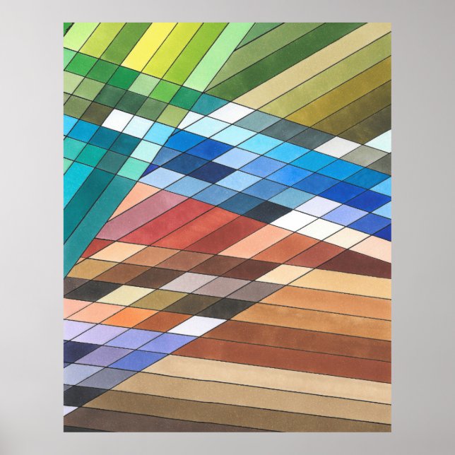 Handmålat geometriskt abstrakt mönster poster (Framsidan)