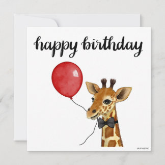 Handmålat Giraffe Birthday Card