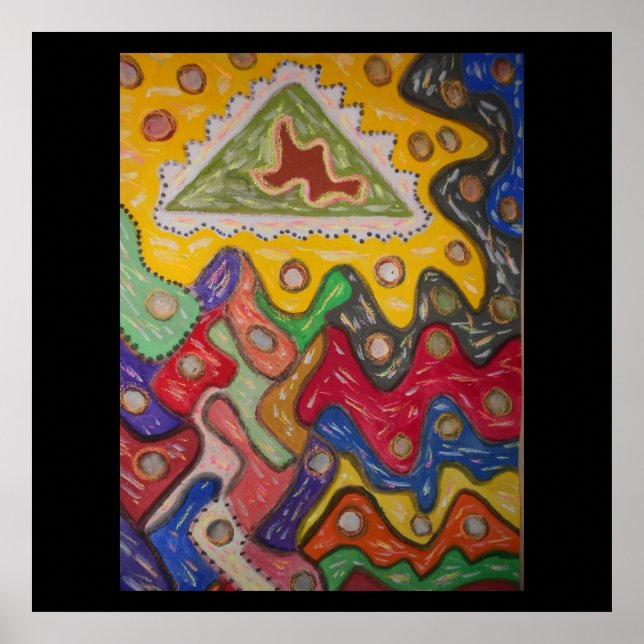 Handmålat konstintryck aboriginell text poster (Framsidan)