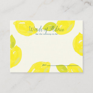 Handmålat Lemon Blue Check Baby Shower Advice Tilläggskort