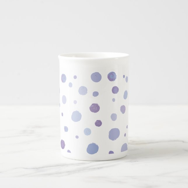 handmålat polka dots benporslin mugg (Framsidan)