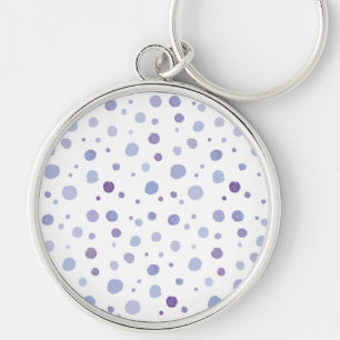 handmålat polka dots rund silverfärgad nyckelring