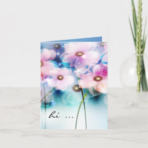 Handmålat Rosa Flowers Notecard Kort