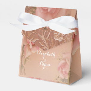 Handmålat Rosa ros Guld Filigree Presentaskar