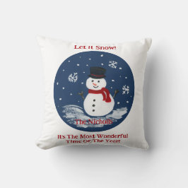 Handmålat Snögubbe PERSONALIZE-meddelande Kudde