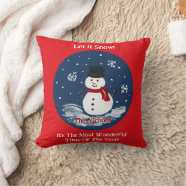 Handmålat Snögubbe PERSONALIZE-meddelande RED Kudde