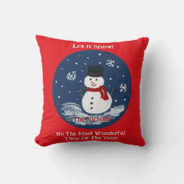 Handmålat Snögubbe PERSONALIZE-meddelande RED Kudde