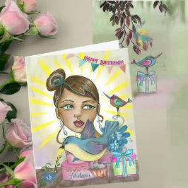 Handmålat systerdagskort med kummel kort