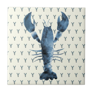 Handmålat vattenfärgsblått obster kakelplatta
