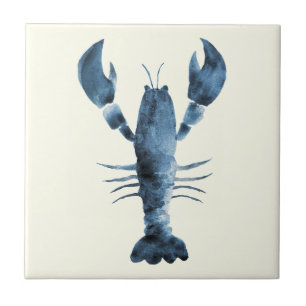 Handmålat vattenfärgsblått obster kakelplatta
