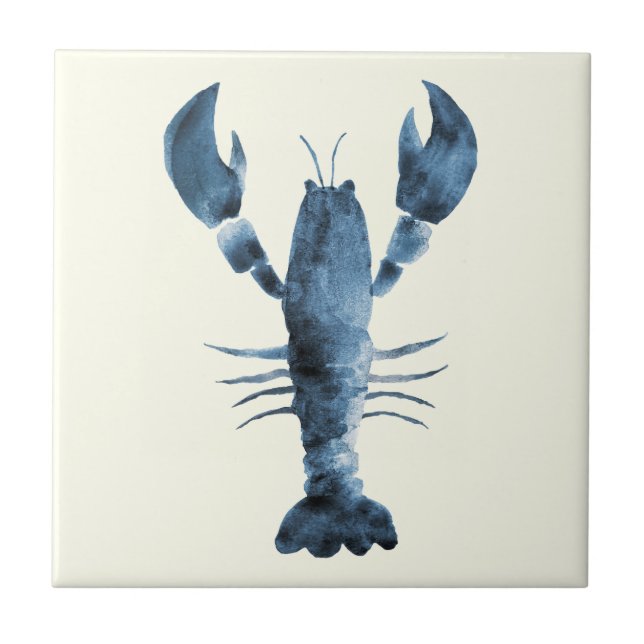 Handmålat vattenfärgsblått obster kakelplatta (Framsidan)