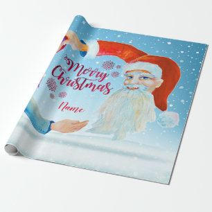 Handmålat vattenfärgsmagiskt Jultomten Presentpapper