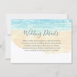 Handmålat Watercolor Beach Wedding Reception Inbjudningar