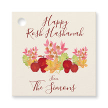 Handmålat Watercolor Lövs Apples Rosh Hashanah