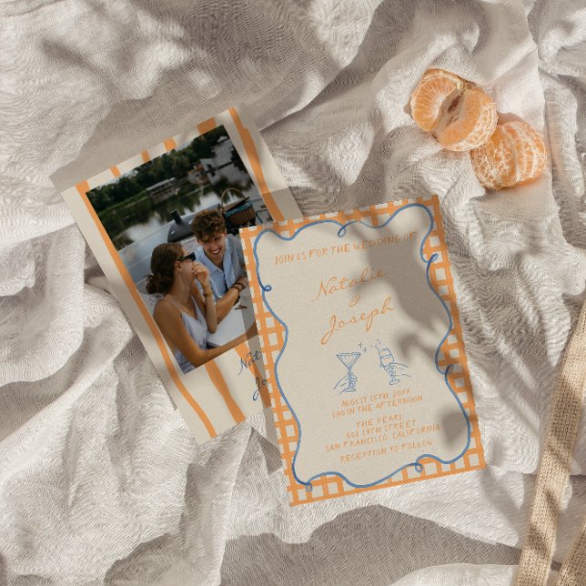 Handmålat Whimsiskt färgat foto Bröllop Inbjudningar (Skapare uppladdad)