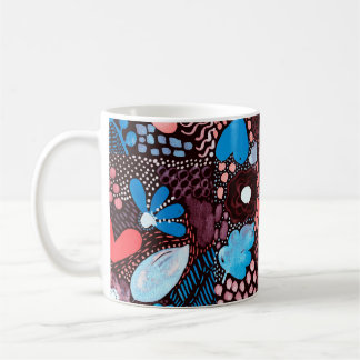 Handmålning Abstrakt Vattenfärgskiss Doodle Fl Kaffemugg