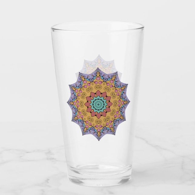 Handmålning Mandala Clock Ansikte 1 Glaskopp (Framsida)