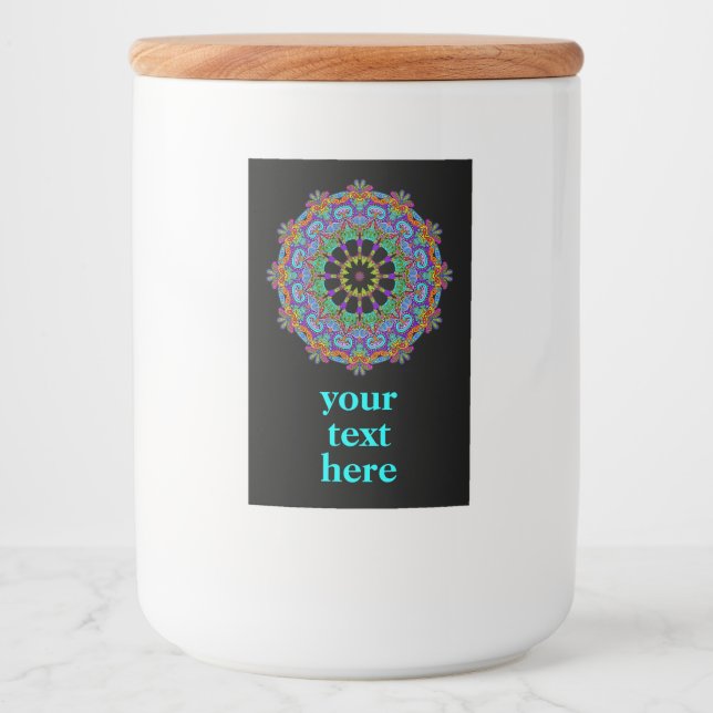 Handmålning Mandala Clock Ansikte 24 Mat Etikett (Framsida)