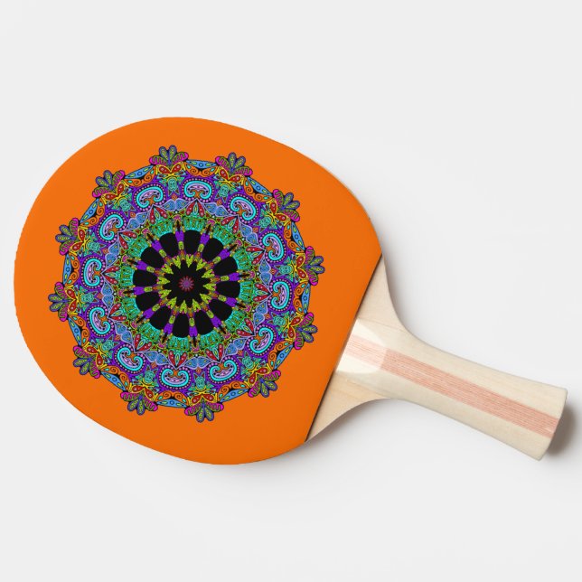 Handmålning Mandala Clock Ansikte 24 Pingisracket (Sidan)
