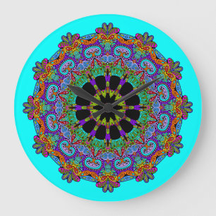 Handmålning Mandala Clock Ansikte 24 Stor Klocka