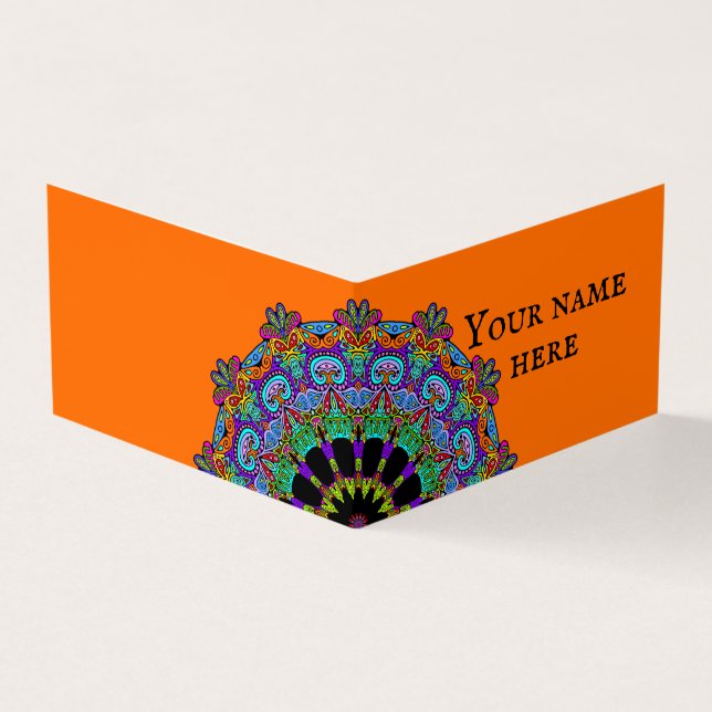 Handmålning Mandala Clock Ansikte 24 Visitkort (Utsida)