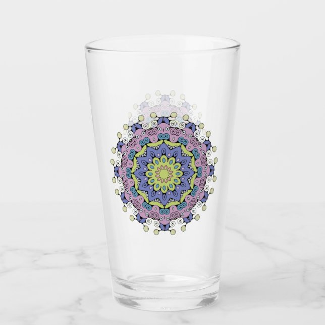 Handmålning Mandala Clock Ansikte 2 Glaskopp (Framsida)
