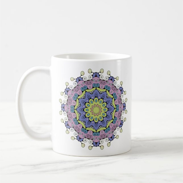 Handmålning Mandala Clock Ansikte 2 Kaffemugg (Vänster)