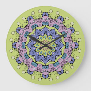 Handmålning Mandala Clock Ansikte 2 Stor Klocka
