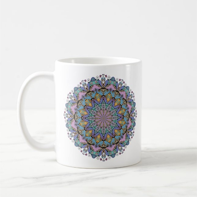 Handmålning Mandala Clock Ansikte 3 Kaffemugg (Vänster)