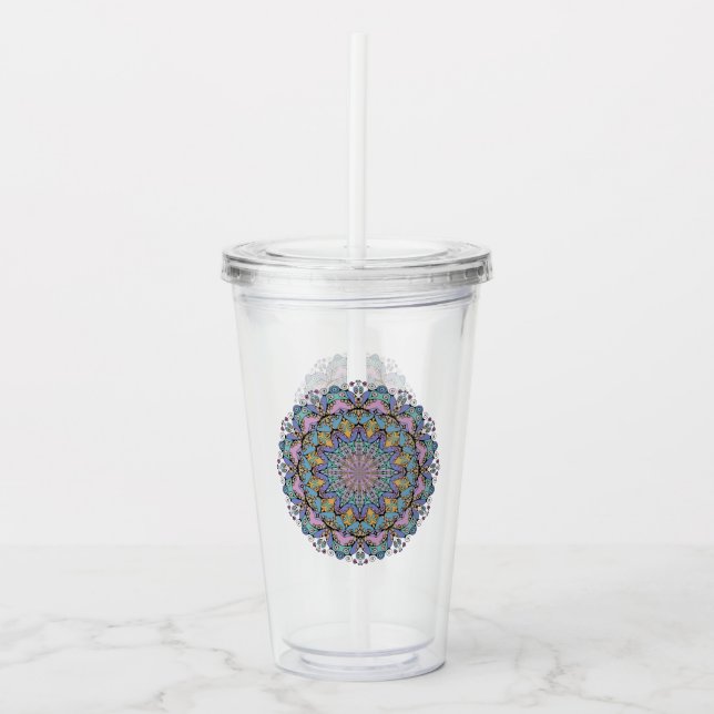 Handmålning Mandala Clock Ansikte 3 Take Away Mugg (Framsida)