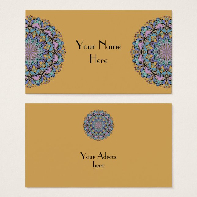 Handmålning Mandala Clock Ansikte 3 Visitkort (Framsida & baksida)