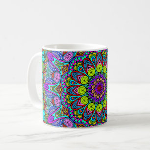 Handmålning Mandala Clock Ansikte 4 Kaffemugg